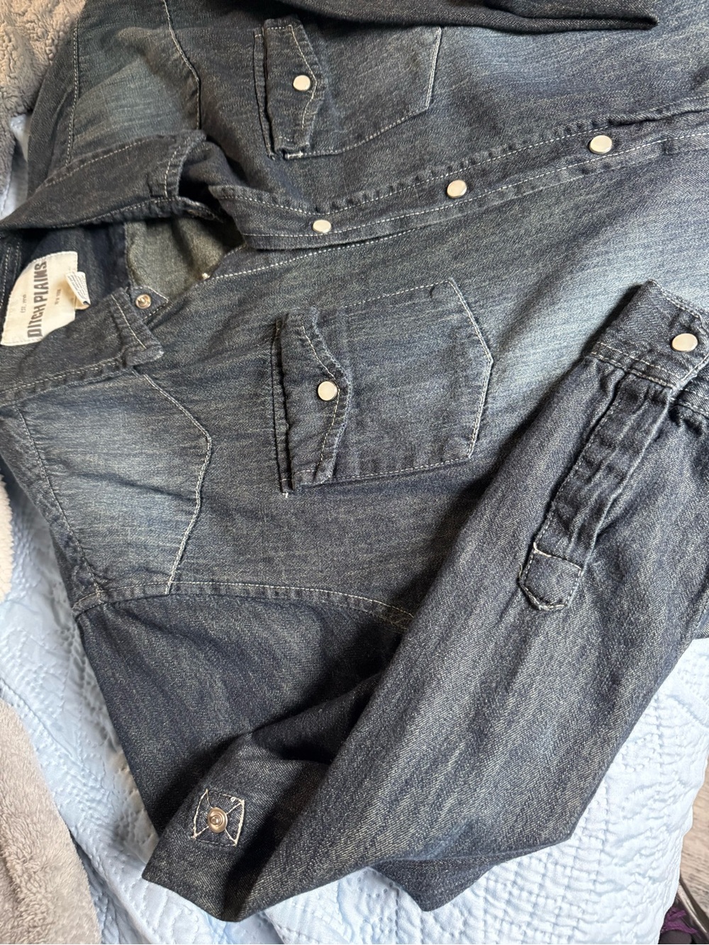 Ditch Plains New York Women’s Large Denim Pearl Snap Western Shirt - Picture 13 of 16